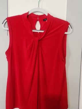 Tommy Hilfiger Red Sleeveless Twist-Neck Blouse (L)
